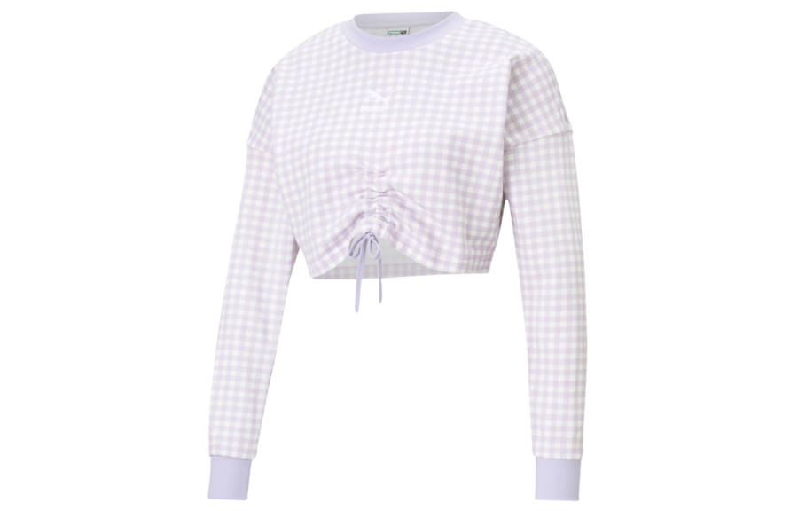 PUMA Sweatshirts Women's Light Purple Crew Neck Moderate Regular