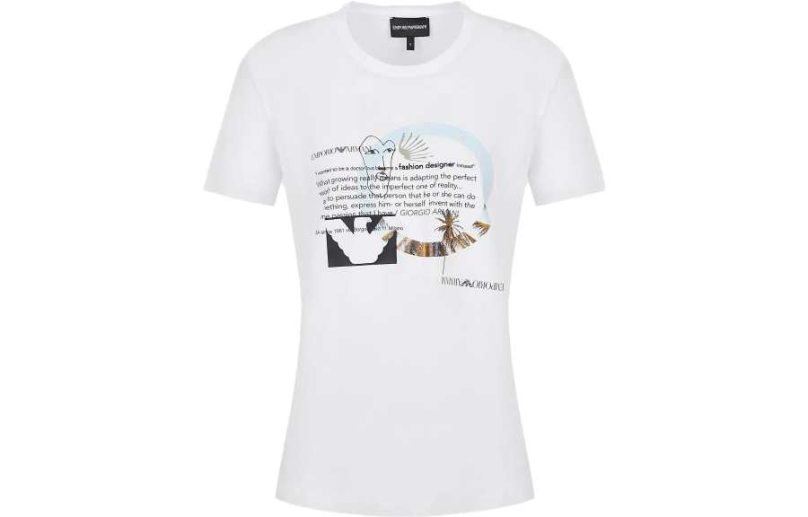 EMPORIO ARMANI T Shirts Women's White Crew Neck Thin Straight Fit