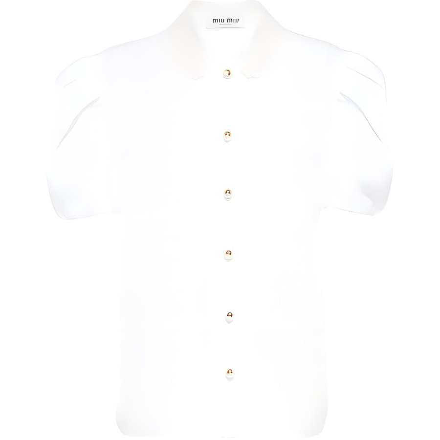 MIU MIU Shirts Women's White Lapel Moderate Shirt