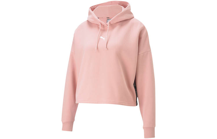 PUMA Metallic Nights Fleece Lined Thermal Hooded Pullover Short Casual Sports Sweatshirt Women's Newlywed Pink