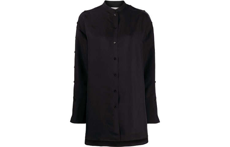 JIL SANDER Shirts Women's Black Stand Collar Moderate Shirt