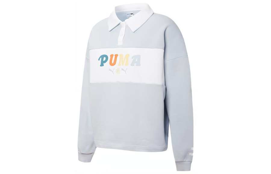 PUMA Polo Shirts Women's Ice Blue Polo Collar Moderate Mock Two Piece
