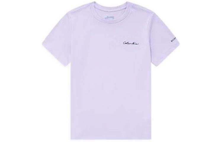 Columbia T Shirts Women's Light Purple Crew Neck Moderate Straight Fit