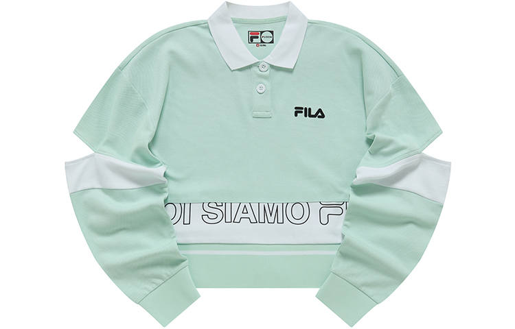 FILA FUSION Polo Shirts Women's Matte Green Polo Collar Thin Straight Fit
