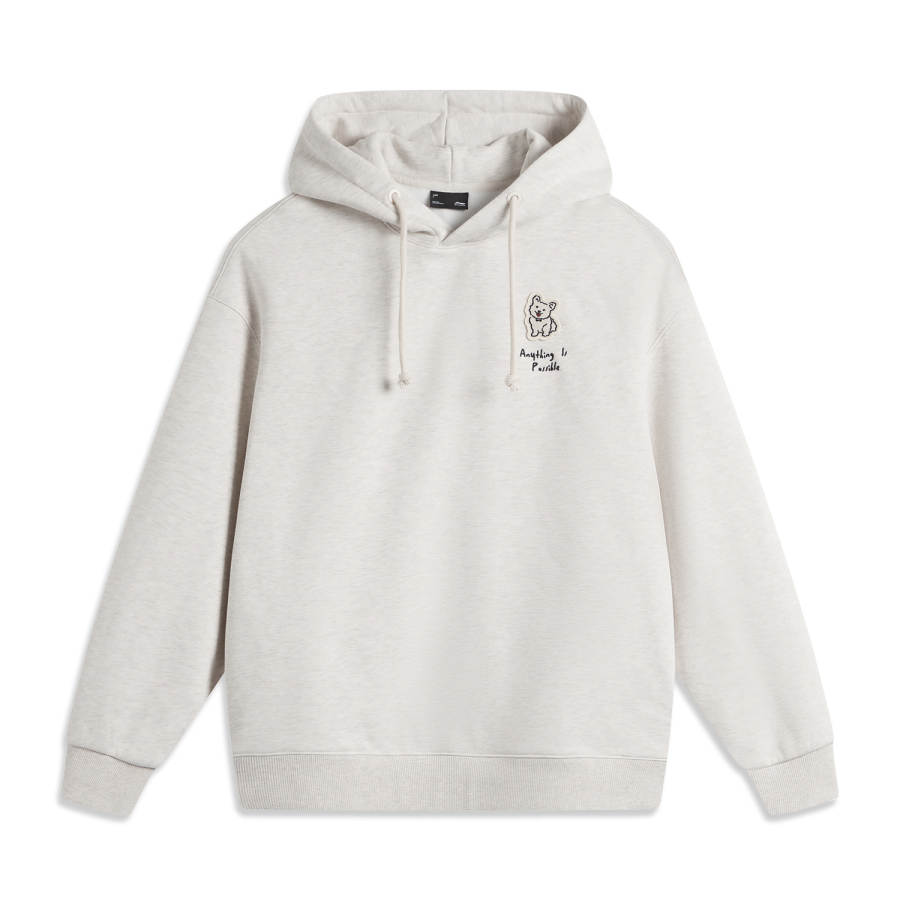 Li-Ning Li Ning Sports Life Collection Far Infrared Anti Static Antibacterial Hooded Pullover Fleece Lined Thermal Sweatshirt