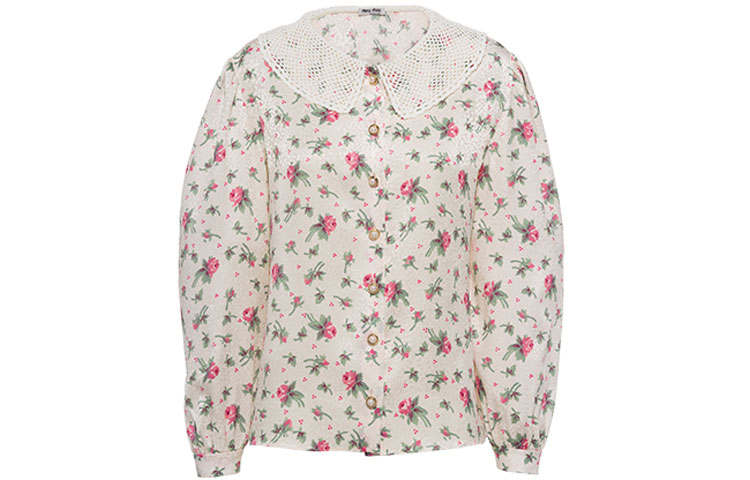 MIU MIU Shirts Women's Cream Peter Pan Collar Moderate