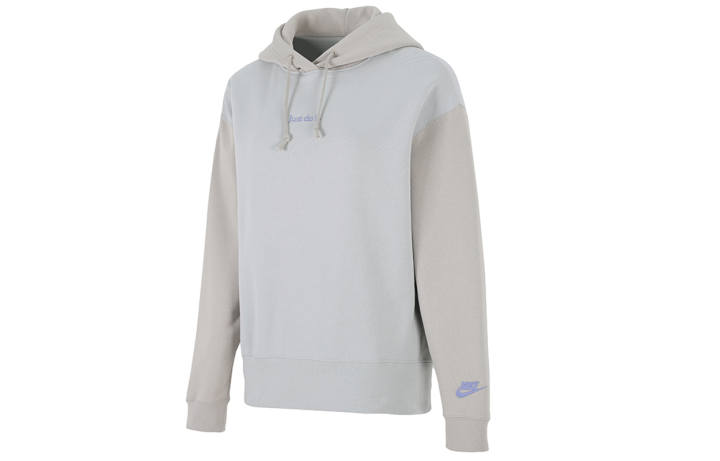 Nike Nike Embroidered Logo Color Block Fleece Lined Hooded Pullover With Thickened Warmth Sweatshirt Winter Women's Ecru