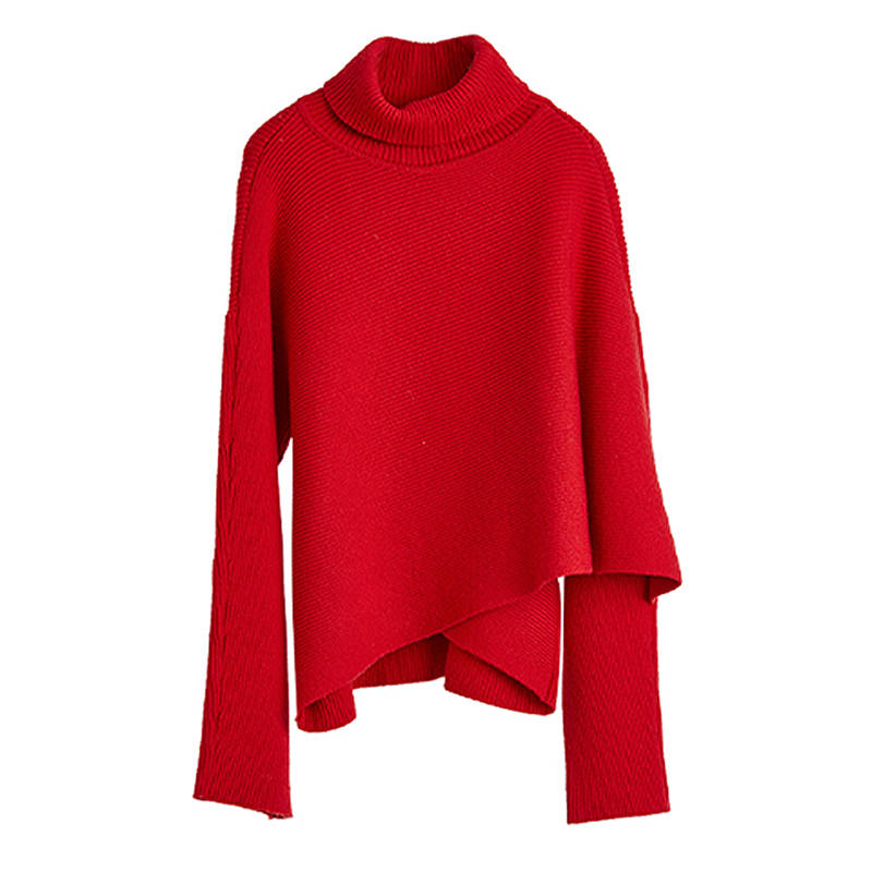 ELLE ELLE Sweaters Women's Red Turtleneck Moderate Cloak