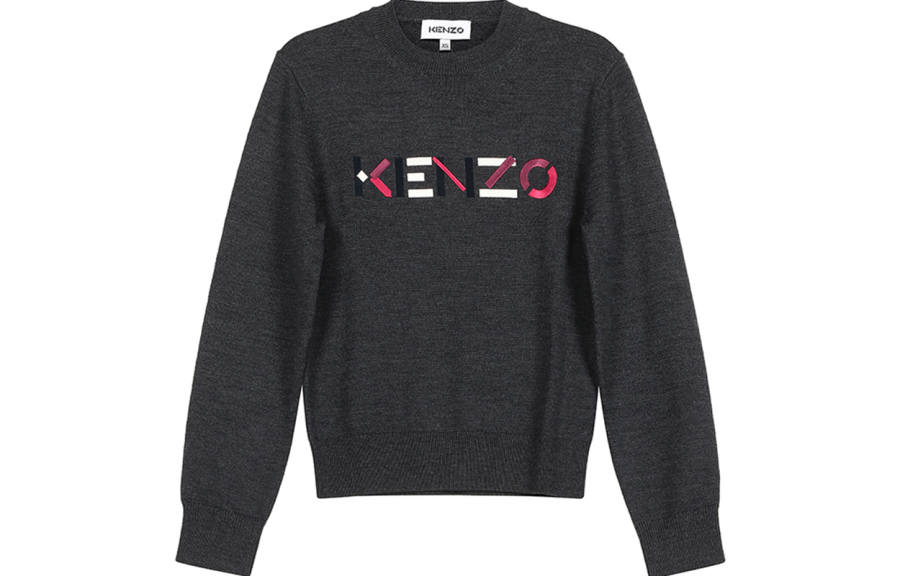 KENZO Letter Logo Knitwear Women's Dark Gray Crew Neck Moderate A Line