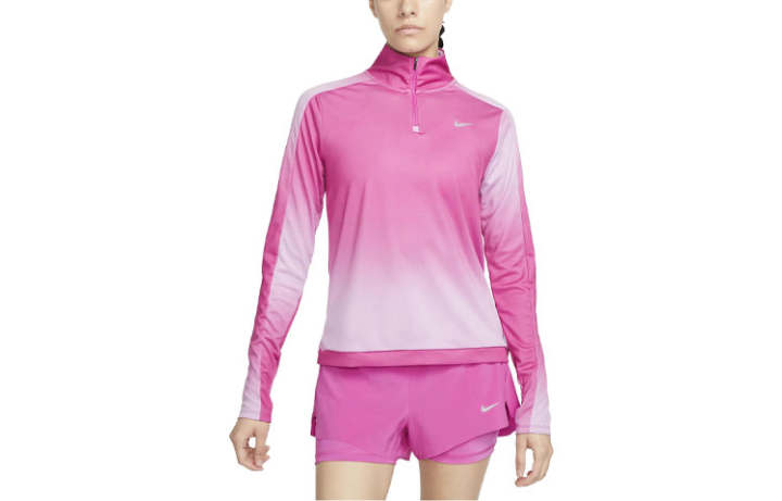 Nike Nike T Shirts Women's Fuchsia Stand Collar Moderate Straight Fit