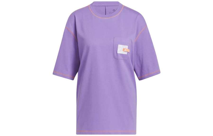 Adidas Adidas T Shirts Women's Purple Crew Neck Moderate Straight Fit