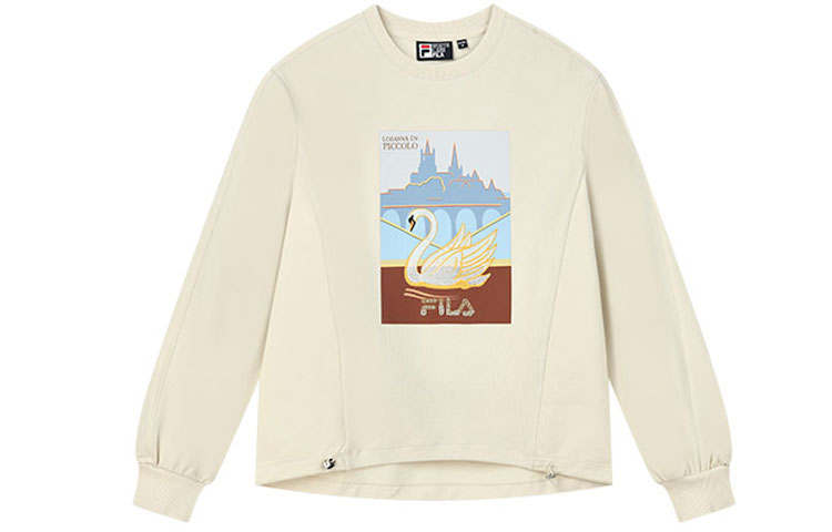 FILA Sweatshirts Women's Lactose Color Crew Neck Moderate Regular