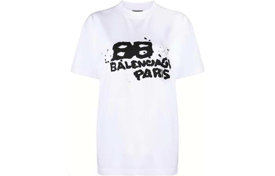 Balenciaga FW22 Drop Shoulder Sleeve T Shirt Women's White Loose Fit