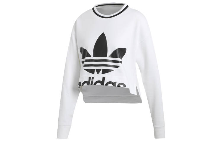 Adidas Originals Sweatshirts Women's White Crew Neck Moderate Regular