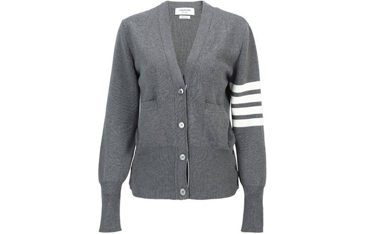 THOM BROWNE THOM BROWNE 4 Bar V Neck Knit Cardigan