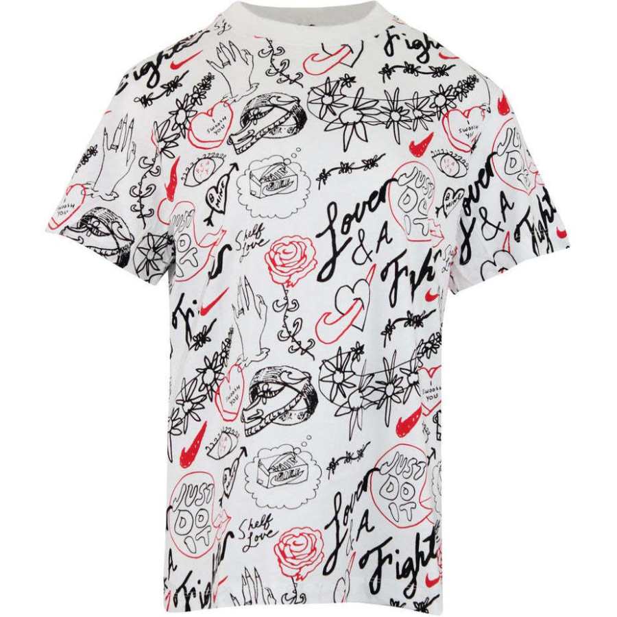 Nike Nike T Shirts Women's White Crew Neck Moderate Straight Fit