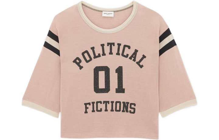SAINT LAURENT 【Previous Season】slogan-print cropped T-shirt