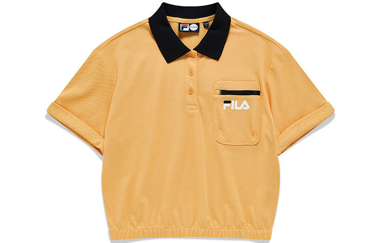 FILA FUSION Polo Shirts Women's Light Orange Yellow Polo Collar Moderate Straight Fit