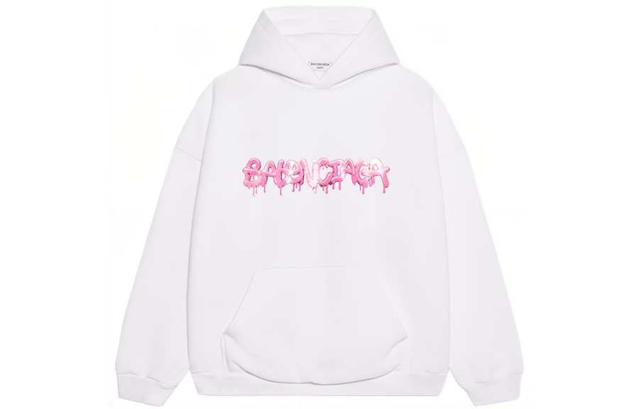 Balenciaga Wide Fit Hoodie 'White/Bubblegum'