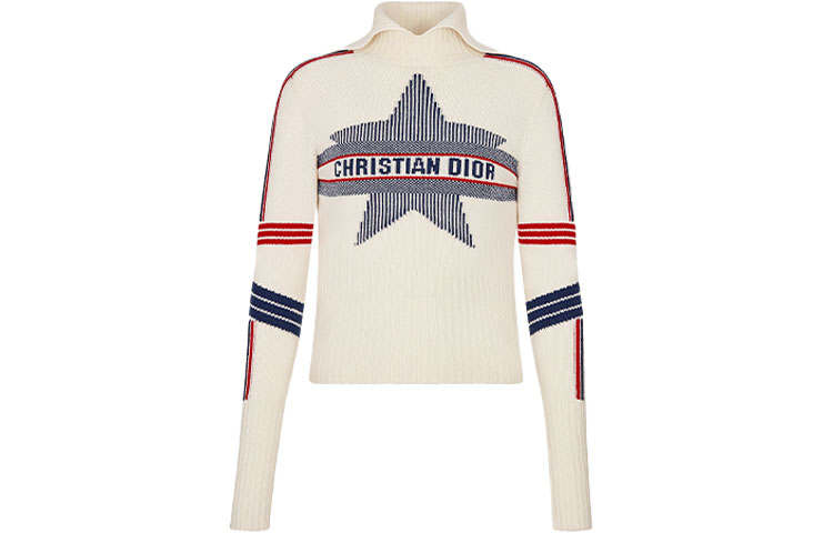 DIOR DIOR Cashmere Sweaters Women's White Lapel Moderate