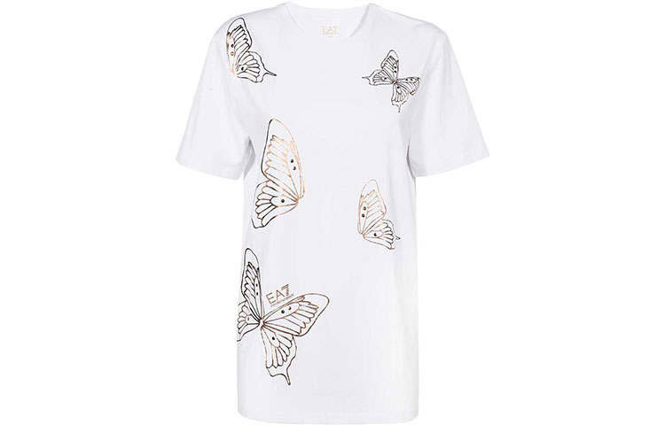 EMPORIO ARMANI T Shirts Women's White Crew Neck Moderate Straight Fit
