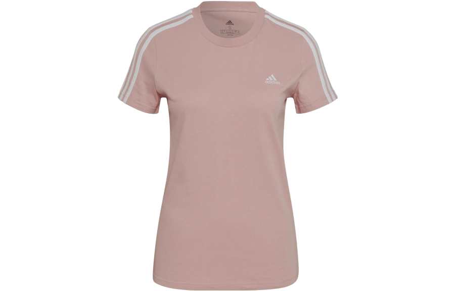 Adidas Adidas Essential T Shirts Women's Pink Crew Neck Moderate Straight Fit