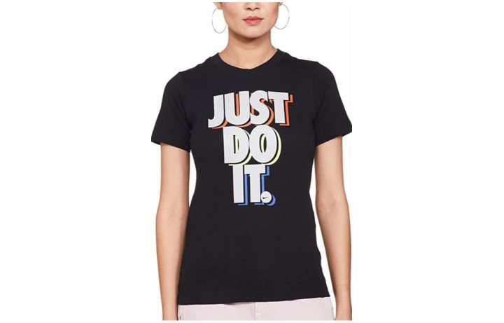Nike Nike T Shirts Women's Black Crew Neck Moderate Straight Fit