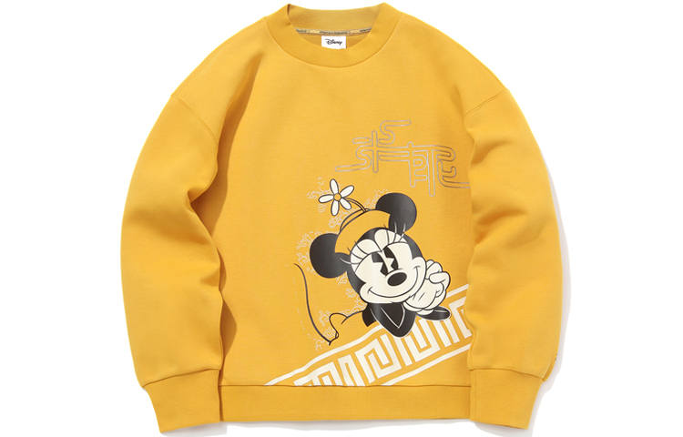 Li-Ning Li Ning X Disney Sweatshirts Women's Mineral Yellow Crew Neck Moderate Regular