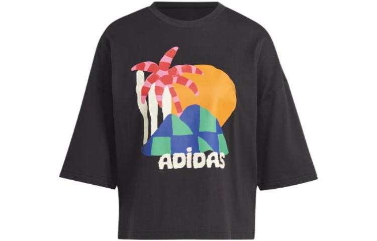 Adidas Adidas T Shirts Women's Black Crew Neck Moderate Straight Fit