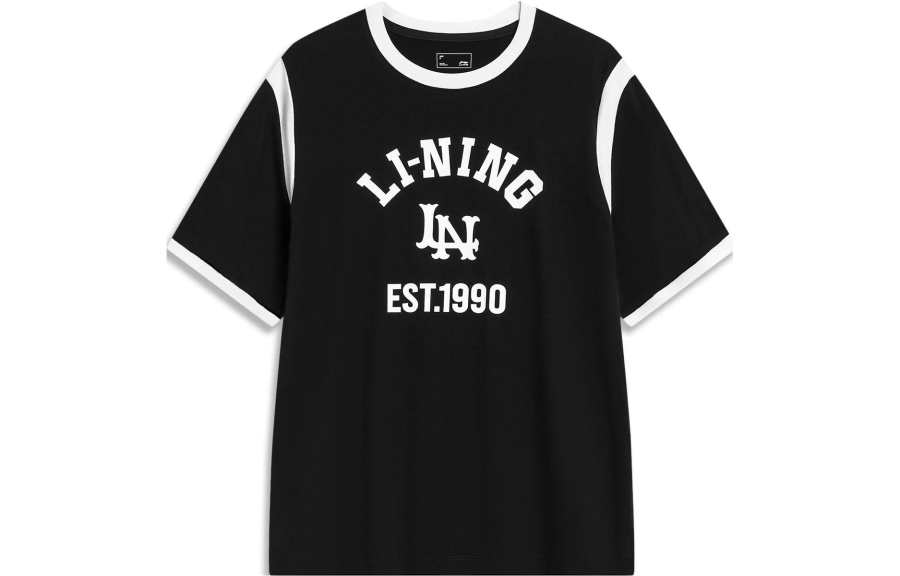Li-Ning Li Ning Sports Life Collection T Shirts Women's Black Crew Neck Moderate Straight Fit