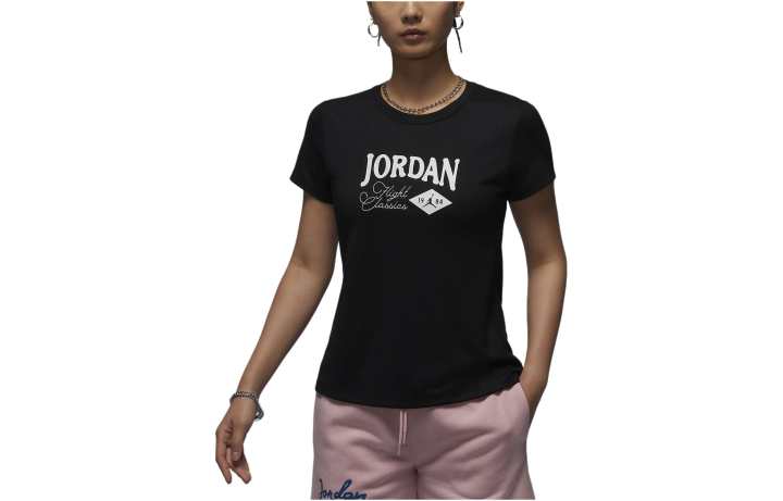 Jordan Jordan T Shirts Women's Black Crew Neck Moderate Straight Fit