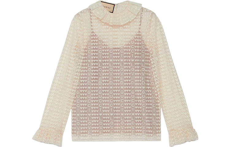 GUCCI Lovelight Lace Cardigan Beige