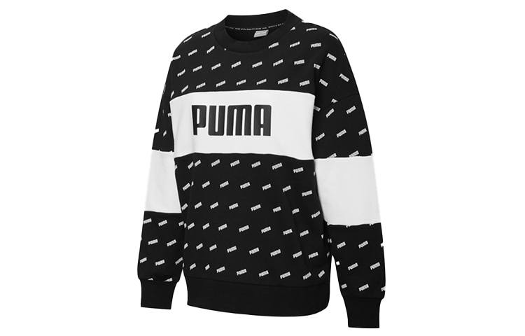 PUMA Sweatshirts Women's Black Crew Neck Moderate Regular
