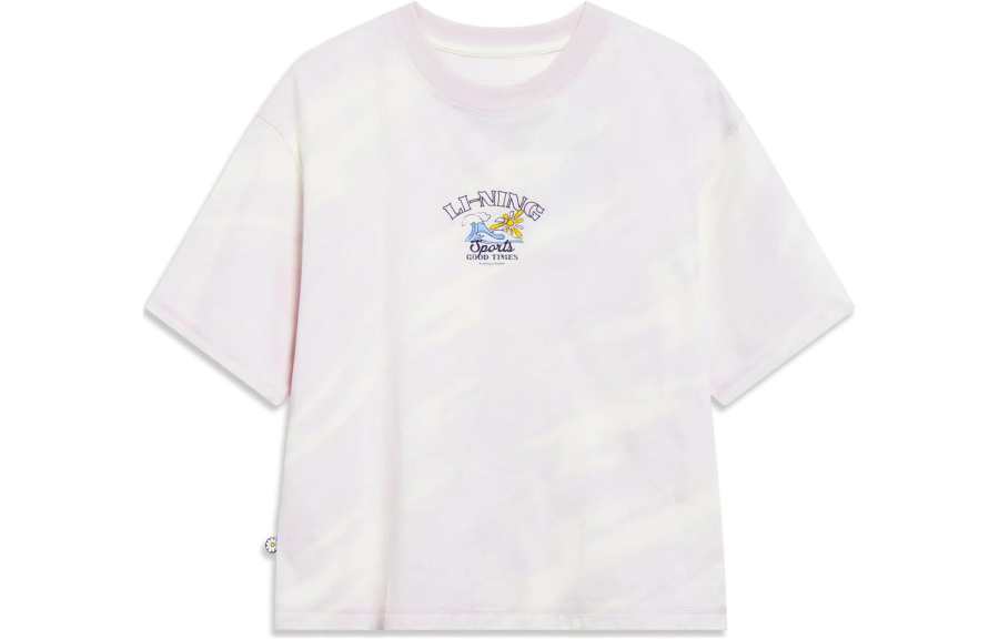 Li-Ning Li Ning Sports Trendy Collection T Shirts Women's Vero Rose Purple Crew Neck Moderate Straight Fit