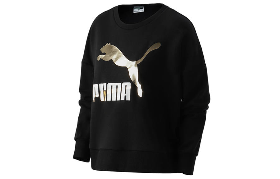 PUMA Sweatshirts Women's Black Crew Neck Moderate Regular