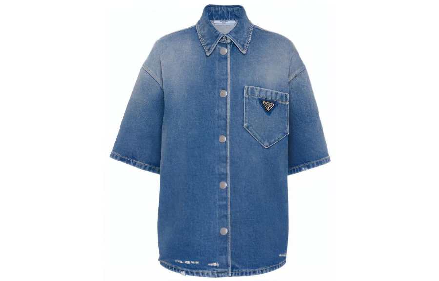 PRADA PRADA Shirts Women's Blue Lapel Moderate