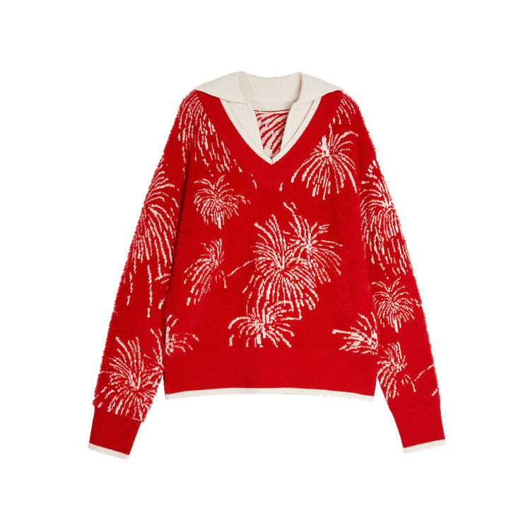 ELLE XU ZHI Sweaters Women's Red Lapel Moderate Other