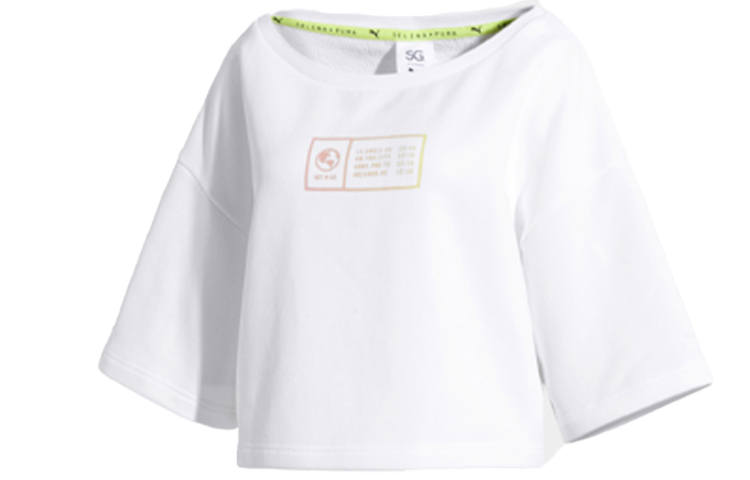 PUMA Sweatshirts Women's White Crew Neck Moderate Regular