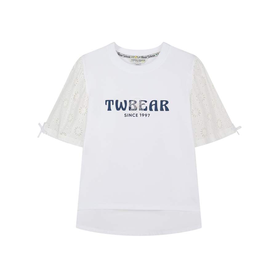 Teenie Weenie T Shirts Women's White Crew Neck Moderate Straight Fit