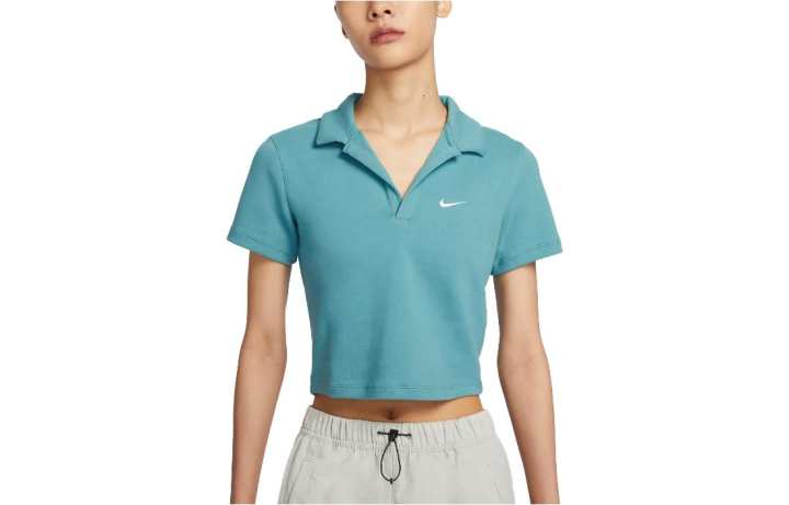 Nike Nike T Shirts Women's Dark Cyan Polo Collar Moderate Straight Fit