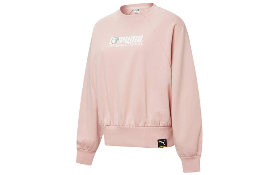 PUMA Sweatshirts Women's Pink Crew Neck Moderate Regular