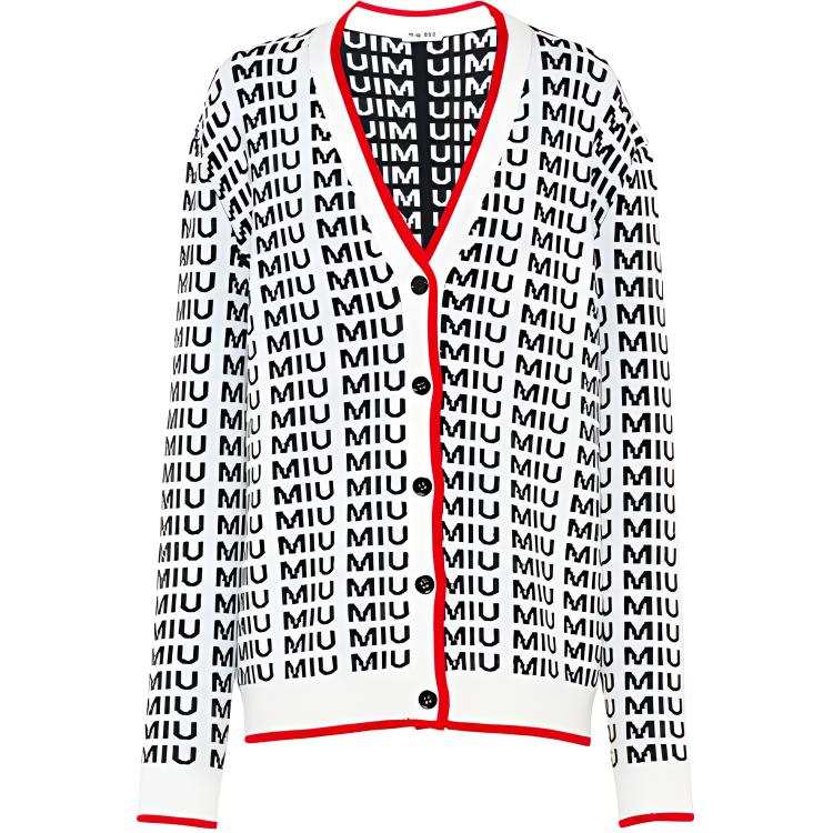 MIU MIU Knitwear Women's White V Neck Moderate Other