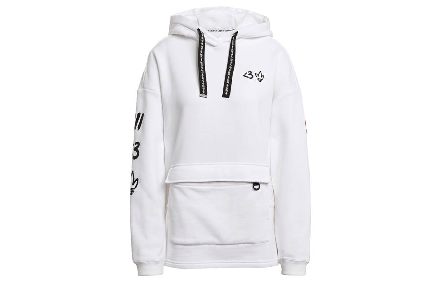 Adidas Originals Sweatshirts Women's White Hooded Moderate Regular