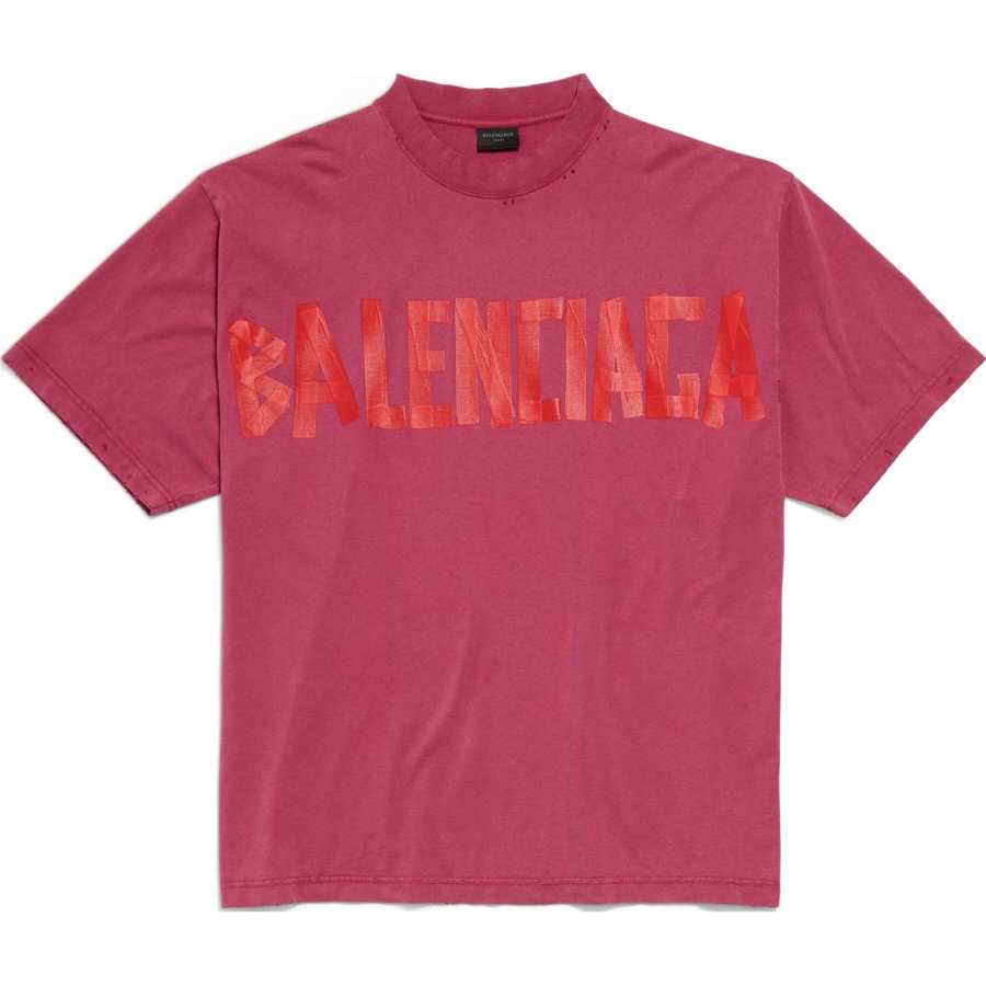 Balenciaga TAPE TYPE T Shirt, Regular Fit Women's Raspberry Red