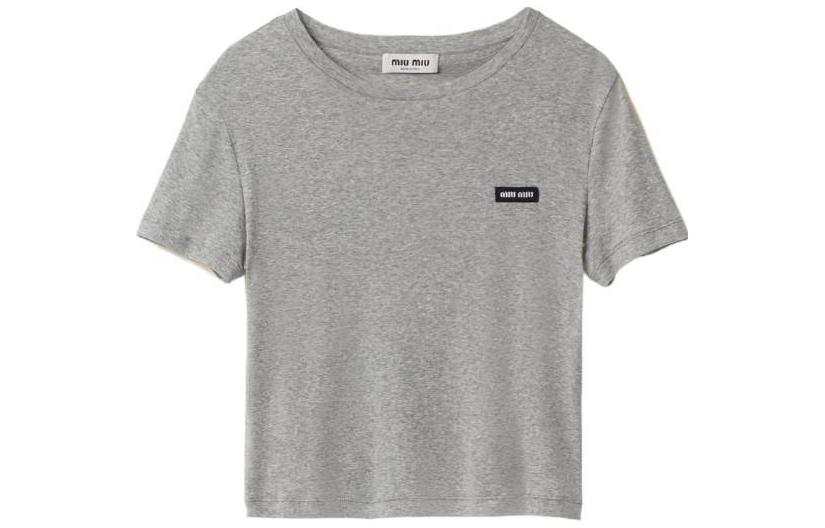 Miu Miu Logo-Patch Crewneck T-Shirt