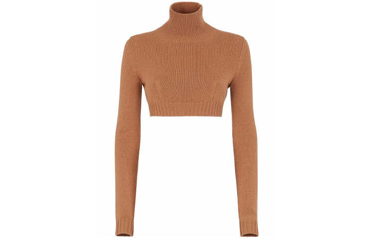 FENDI Karligraphy Stitched Cash Crop Turtleneck 'Camel'