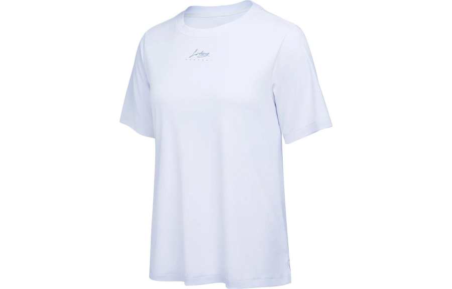 Li-Ning Li Ning Fitness Series T Shirts Women's Standard White Crew Neck Moderate Straight Fit