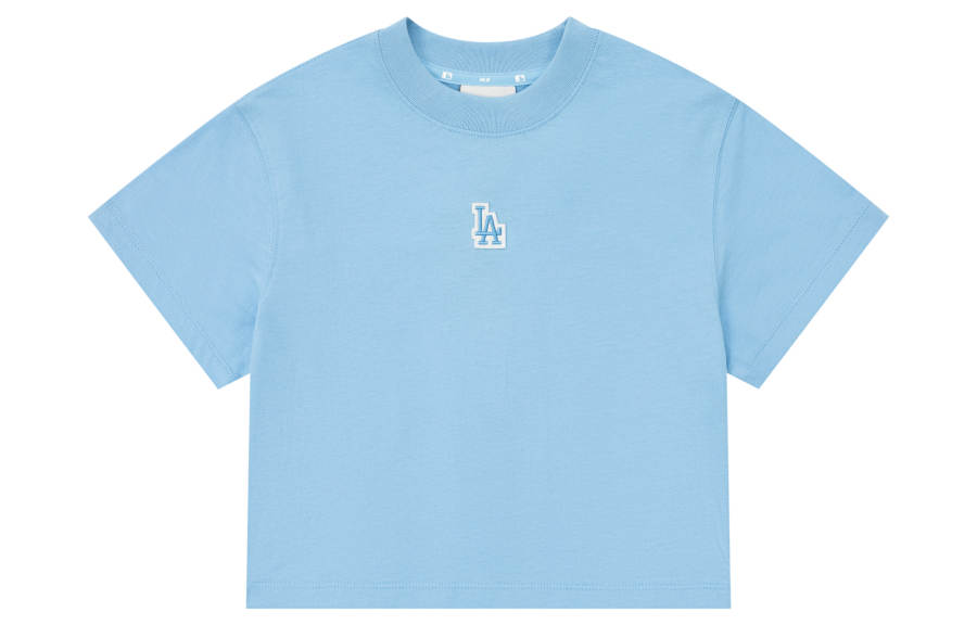 MLB Los Angeles Dodgers T Shirts Women's Light Blue Crew Neck Moderate