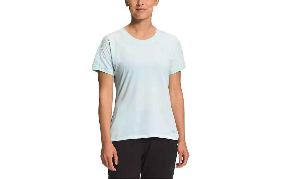 THE NORTH FACE T Shirts Women's Light Blue Crew Neck Moderate Straight Fit