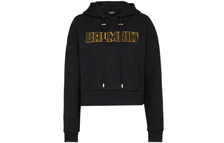 BALMAIN BALMAIN Sweatshirts Women's Black Hooded Moderate Regular